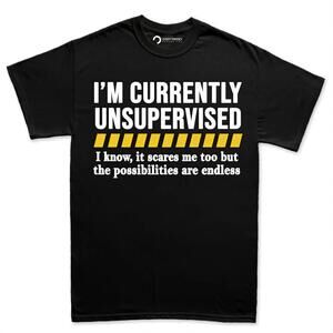 Funny Sarcastic Shirt, Im Currently Unsupervised, Joke Tee For Dads